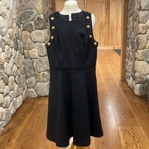 White House Black Market black dress sleeveless gold buttons NWOT 2